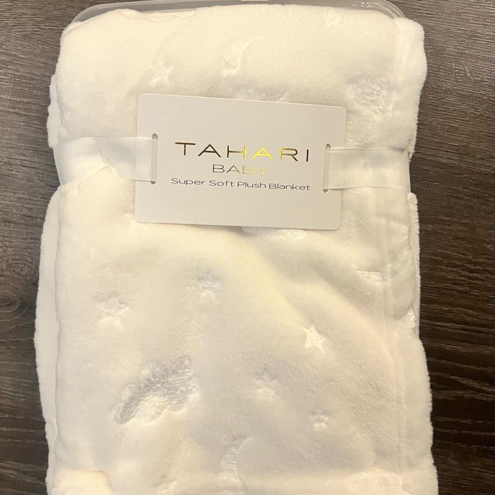Tahari Baby White Plush Blanket